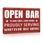 CIFbuy 2D Vintage Open Bar Aluminum Sign Rustic Red White Distressed Wall Decor for Home Bar Man Cave 8x12 Inches (TikTok, temu pick-up service) - Image 3