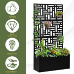 [Same Code 96402386 14765806]Metal Garden Bed with Trellis, 70 Inch Height Metal Planter Box with Trellis, Garden Box for Climbing Plants Vegetable, Metal Garden Bed with Drainage Holes, Black - Image 11