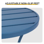 Outdoor Round Side Table, Small Metal Table Patio End Table Coffee Bistro Table for Indoor Outdoor, Navy Blue - Image 3