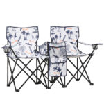 Portable Outdoor 2-Seat Folding Chair with Removable Sun Umbrella Coconut Tree - Image 14