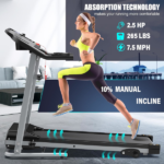 Compact Folding Treadmill for Home - 2.5HP Quiet Brushless Motor, 3-Level Incline, 7.5 MPH, Shock Absorption, Space-Saving Design for Running, Walking - Treadmill for Small Spaces & Home Use - Image 2