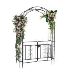 134.5*58.5*213cm Arc Roof Double Layer With Door Wrought Iron Iron Arch Courtyard Black - Image 17