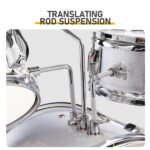 14"x10" 5-Pieces Junior Kids Drum Set Kit Pedal Drum Stick Wrench Drum Stool Silver - Image 11