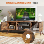 TV Stand for TVs up to 60", Modern Mid Century Entertainment Center with Storage, 2 Cabinet Media Console Table, Vintage Brown (Shipment from Walmart) - Image 5