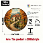 CIFbuy Vintage Autumn Town 2D Flat Round Sign 8x, "" Flat Round, Sign 8x8 Inch Rustic Villa Plaque Decorative Wall TikTok, TikTok, temu emu Self-pickup LogiWaics - Image 4