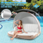 inflatable pool Floating lounge Swimming raft with parasol - Image 3