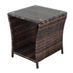 Glass Surface Brown Gradient Iron Frame Rattan Side Table - Image 5