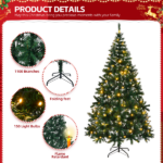 Replace 13564928 7 FT Snow Tipped Artificial Christmas Tree with DIY 150 Warm Lights, Remote Control, 1100 Branch Tips and Sturdy Metal Stand, Green & Snow Tipped - Image 4