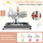 Grey Foldable Baby Walker with Detachable Tray & Shape Sorter Toys, 3-Level Height Adjustable for 6-12 Months - Image 6