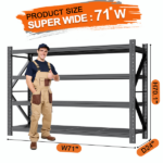 Heavy Duty Garage Shelving Units 70.1"H"71"W 24"D, 4-Tier Steel Adjustable Metal Storage Shelves,6000 lbs Industrial Rack for Garage Organization,Basement,Warehouse,Workshop,Utility Shelving for Tools - Image 2