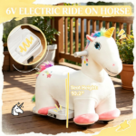 6V Electric Kids Ride On Unicorn: Battery Powered Animal Toy with Music, Foot Pedal & Forward Movement for Toddlers 18-36 Months - Image 7