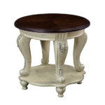 22'' Two Tone Round End Table,Solid Wood Sofa Side Table with Shelf,Living Room Corner Table Easy Assemble,Beige and Espresso Top - Image 9