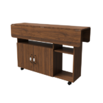 Multi-Functional Folding Table with Storage Shelves and Wheels, 47 Inch Foldable Dining Table for Small Spaces, Compact Desk for Kitchen, Dorm, Office (Walnut) - Image 9