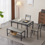 Same Code 99109540 Dining Table Set for 4, Kitchen Table with 2 Chairs and a Bench, 4 Piece Kitchen Table Set for Small Space, Home Kitchen Bar Pub Apartment, Gray - Image 24