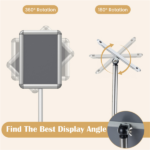 Adjustable Floor Standing Sign Holder, 8.5"x11" Front Loading Snap Frame with 360° Rotatable Frame, Water/Sand Fillable Weighted Base for Retail Restaurant Hotel - Silver - Image 2