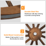 [Same Code 06108221]2pcs 30-Inch Old Western Style Garden Art Wall Decor Wooden Wagon Wheel Brown - Image 9