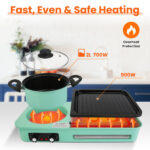 3-in-1 Electric Hot Pot with Grill & Fry Pan - 1600W Fast Even Heating, Independent Dual Temp Control (284℉-500℉), Non-Stick Smokeless, Detachable Dishwasher Safe for 3-5 People - Image 7