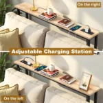 Same Code 71691605 39.4" Narrow Console Sofa Table with Power Outlets and USB Ports, Skinny Couch Table with Metal Frame and Charge Station with 4.9ft Extension Cord, Oak - Image 11
