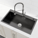 Stainless Steel Kitchen Sink, 32″x19″ Single Bowl, Overmount Handmade Sink in Black, with US Standard Drain and Hook[Unable ship on weekends, TK/TEMU only for pickup, only TX10643 warehouse supports GOFO] - Image 4