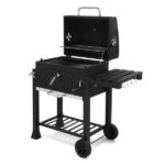 Charcoal Grill with Foldable Side Table and Wheels, Heavy-duty BBQ Grill for Outdoor Picnics Patio Garden and Backyard Grilling - Image 5