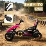 Pink Kids Pedal Go Kart – Swing Axle & Shock-Absorbing Wheels, Promote Kids Physical Exercise While Playing Outdoors - Image 6
