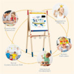 3-in-1 Kids Art Easel - Double-Sided Magnetic Board+Paper Roll, 26 Letter Magnets, Multicolor - Image 12