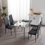 4pcs Elegant Assembled Stripping Texture High Backrest Dining Chairs Black Replace encoding 13028198-18410366 - Image 78