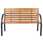 48" Hardwood Slotted Steel Cast Iron Frame Outdoor Patio Garden Bench Park Seat - Image 2