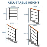 Replace 80617397 Handrails for Outdoor Steps, Wrought Iron Solid Wood Hand Railing for Concrete Steps, Porch Steps, Wooden Steps, Fits 1 to 3 Steps - Image 11