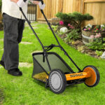 14 Inch Push Lawn Mower with Grass Catcher Bag -Orange