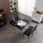 4pcs Elegant Assembled Stripping Texture High Backrest Dining Chairs Black Replace encoding 13028198-18410366 - Image 94