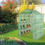 143x143x195cm Black Iron Pipe Steeple With 8 Pieces Grid Flower Stand With Zipper Rolling Door PE Cloth Greenhouse SAME AS 54690859 - Image 11