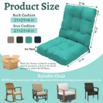 Outdoor High Back Chair Cushions Set of 2, 42"x21"x4" Tufted Waterproof Patio Cushion for Rocking & Dining Chairs, Soft Seat Pad with Ties, Fade-Resistant Indoor/Outdoor Use - Image 3