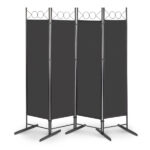 5.74FT 4-Fold Top With Shape 160g Polyester Cloth Plastic Feet Carbon Steel Frame Foldable Screen Black - Image 11