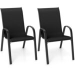 Navy 2 Pack Stackable Patio Dining Chairs, Ergonomic Steel Frame Breathable Fabric Outdoor Chairs 330 LBS Capacity - Image 24