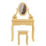 Kids Vanity Set with Mirror and Lights and Stool, 5 Storage Drawers, Pretend Play Princess Makeup Desk Dressing Table and Stool Set for Little Girls Age 3+, Macaroon Orange - Image 16