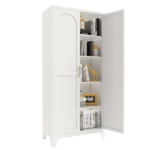 71'' 2 Shapely Doors Cabinet, Metal Storage Cabinet with Doors and Adjustable Shelves, for Bedroom, Living Room, Kitchen(White)-Does not support self pick up - Image 17