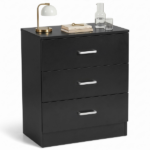 3-Drawer Chest with Textured Finish Drawer Dresser 22.05*12.99*25.98in Black - Image 3