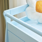 Blue painted finish, MDF, three drawers, 90.5*58*92cm, children's wooden bed with safety belt and changing table for babies - Image 25