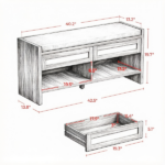 Brown 3-Tier Shoe Storage Bench – Cushioned Seat, 2 Rattan Drawers and Bottom Open Shelf - Image 3