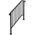 [Same Code 11384510 73142795]Artisasset Matte Black Outdoor 3 Level Iron Handrail - Image 6