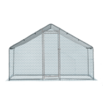2*2*2m/6.5x6.5x6.5ft Silver Chicken Coop with Pointed Roof, 180g PE Rain Cloth, Metal Chicken and Rabbit Cage - Image 5