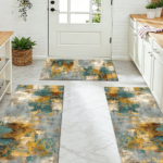 Three-piece kitchen rug set, non-slip and washable, abstract pattern kitchen hallway rug, soft and comfortable, suitable for sinks, floors, entrances, hallways and bathrooms. - Image 9