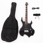 [Do Not Sell on Amazon] Flame Shaped Electric Guitar with 20W Electric Guitar Sound HSH Pickup Novice Guitar Audio Bag Strap Picks Shake Cable Wrench Tool Black - Image 2