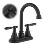 Bathroom Faucet Matte Black 360 Degree High Arc Swivel Spout 4 in Centerset Vanity Faucet Modern Bathroom Faucets 2/3 Holes Lavatory Faucet NOT INCULED Drain[Unable ship on weekends, TK/TEMU only for pickup, only TX10643 warehouse supports GOFO] - Image 2