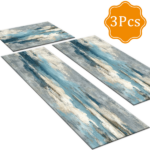 Three-piece kitchen rug set, non-slip and washable, abstract pattern kitchen hallway rug, soft and comfortable, suitable for sinks, floors, entrances, hallways and bathrooms. - Image 2