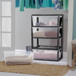 Wide 4 Drawer Tower, Plastic Storage Organizer with Removable Clear Bins, Easy to Assemble - No Tools Needed, Black (Shipment from Walmart) - Image 4