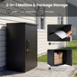 2-in-1 Lockable Mailbox & Package Delivery Box, Galvanized Steel for Outdoor Use (Black) - Image 6