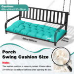 Outdoor Bench Cushion, 60 × 20 × 4 Inch, Tufted Waterproof Swing Cushion with Ties, for Patio Bench or Window Seat - Image 5