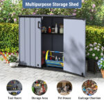 23.5 Cu.ft Outdoor Storage Shed with Lockable Door, PP HDPE Horizontal Garden Tool Cabinet - Gray - Image 13